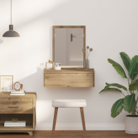 Produktbild för Smyckebord med låda Brun 60 x 40 x 70 cm Konstruerat trä
