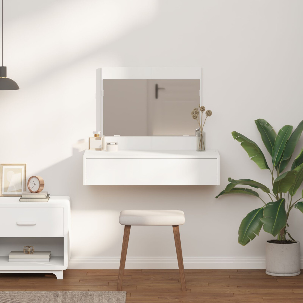 Produktbild för Smyckebord med låda Vit 83 x 40 x 70 cm Konstruerat trä