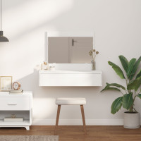 Produktbild för Smyckebord med låda Vit 83 x 40 x 70 cm Konstruerat trä