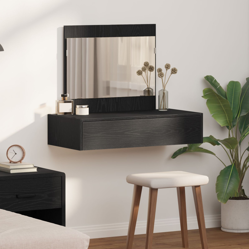 Produktbild för Smyckebord med låda Svart 83 x 40 x 70 cm Konstruerat trä