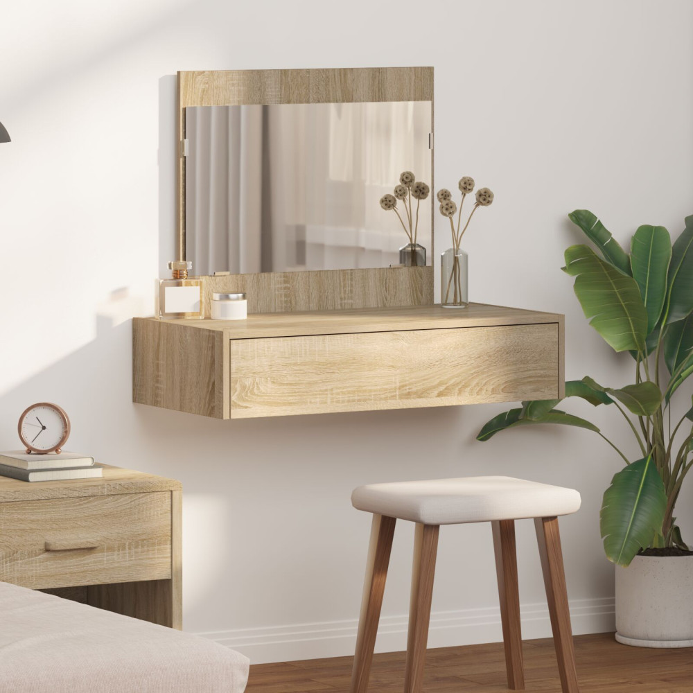 Produktbild för Smyckebord med låda Brun 83 x 40 x 70 cm Konstruerat trä