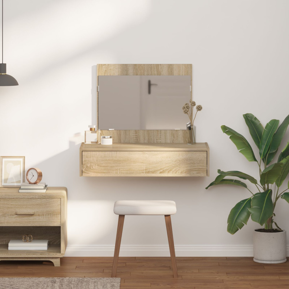 Produktbild för Smyckebord med låda Brun 83 x 40 x 70 cm Konstruerat trä