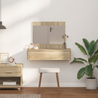 Produktbild för Smyckebord med låda Brun 83 x 40 x 70 cm Konstruerat trä