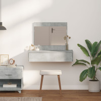 Produktbild för Smyckebord med låda Grå 83 x 40 x 70 cm Konstruerat trä
