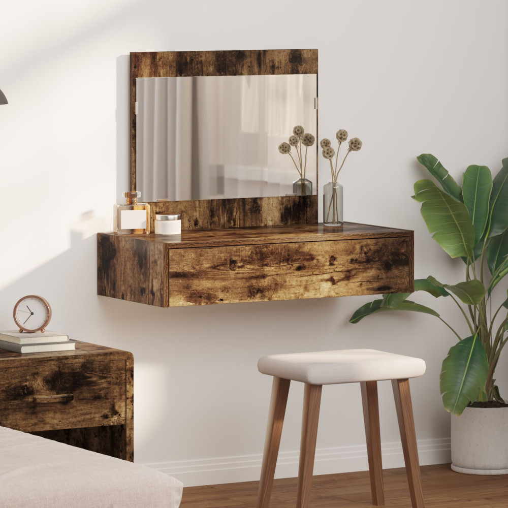 Produktbild för Smyckebord med låda Brun 83 x 40 x 70 cm Konstruerat trä