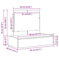 Produktbild för Smyckebord med låda Brun 83 x 40 x 70 cm Konstruerat trä