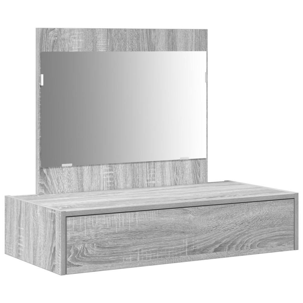 Produktbild för Smyckebord med låda Grå 83 x 40 x 70 cm Konstruerat trä