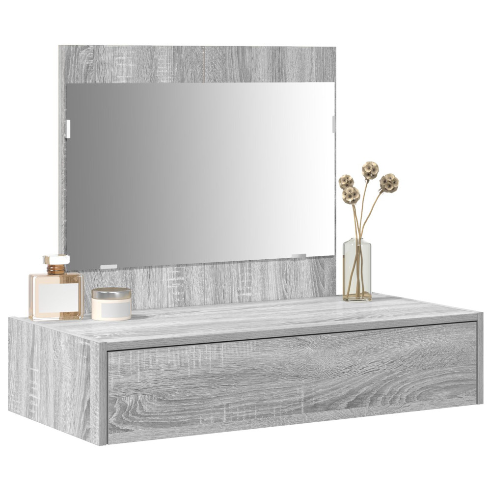Produktbild för Smyckebord med låda Grå 83 x 40 x 70 cm Konstruerat trä