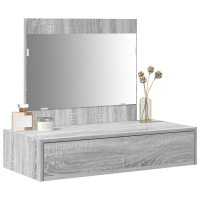 Produktbild för Smyckebord med låda Grå 83 x 40 x 70 cm Konstruerat trä