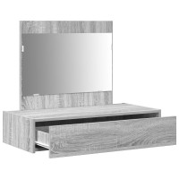Produktbild för Smyckebord med låda Grå 83 x 40 x 70 cm Konstruerat trä