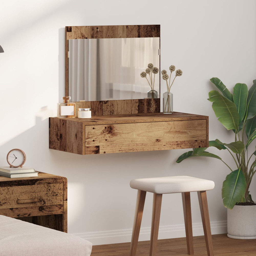 Produktbild för Smyckebord med låda Brun 83 x 40 x 70 cm Konstruerat trä