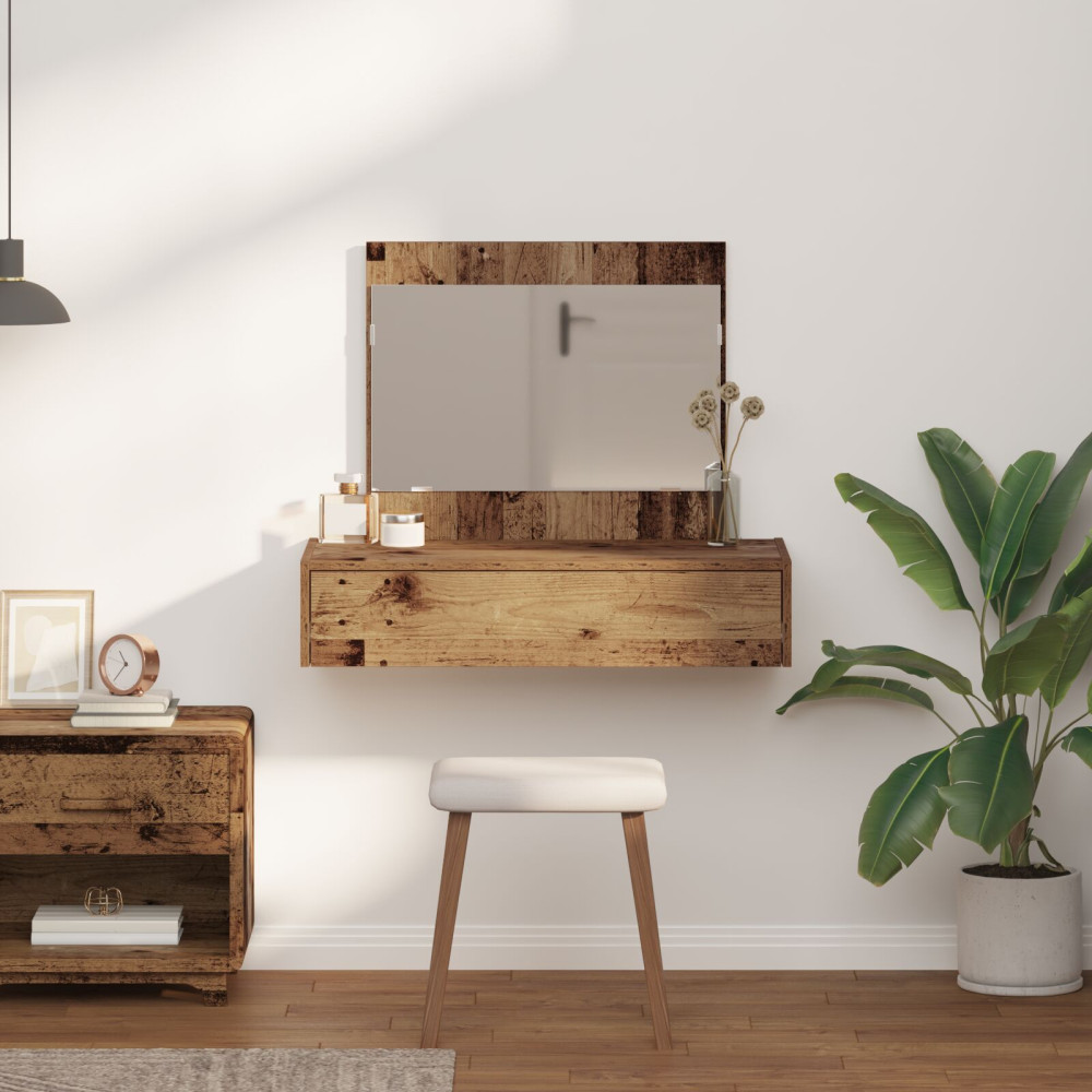 Produktbild för Smyckebord med låda Brun 83 x 40 x 70 cm Konstruerat trä