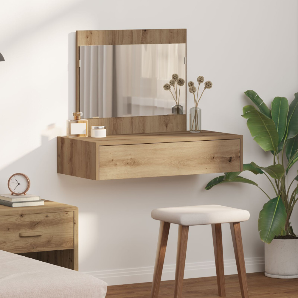 Produktbild för Smyckebord med låda Brun 83 x 40 x 70 cm Konstruerat trä