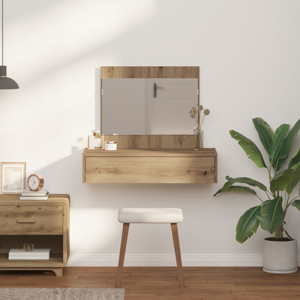 Produktbild för Smyckebord med låda Brun 83 x 40 x 70 cm Konstruerat trä