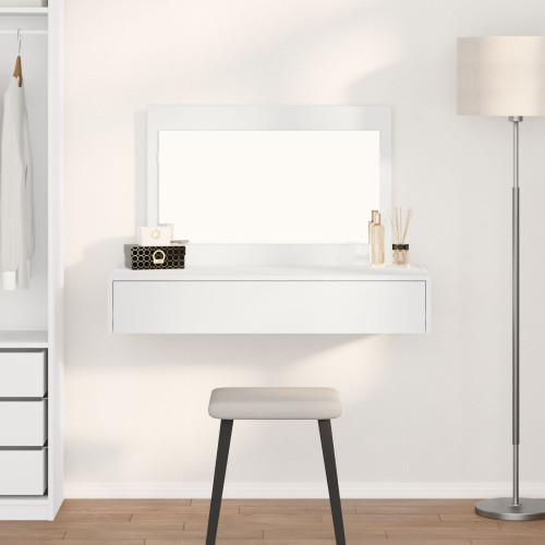 vidaXL Smyckebord med låda Vit 100 x 40 x 70 cm Konstruerat trä