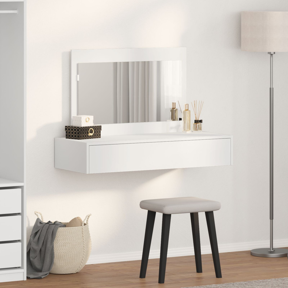 Produktbild för Smyckebord med låda Vit 100 x 40 x 70 cm Konstruerat trä
