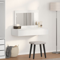 Produktbild för Smyckebord med låda Vit 100 x 40 x 70 cm Konstruerat trä