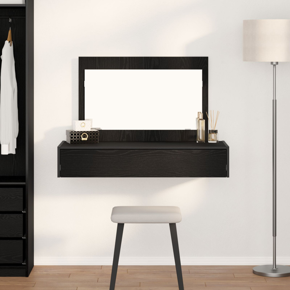 Produktbild för Smyckebord med låda Svart 100 x 40 x 70 cm Konstruerat trä