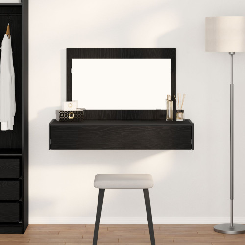 vidaXL Smyckebord med låda Svart 100 x 40 x 70 cm Konstruerat trä