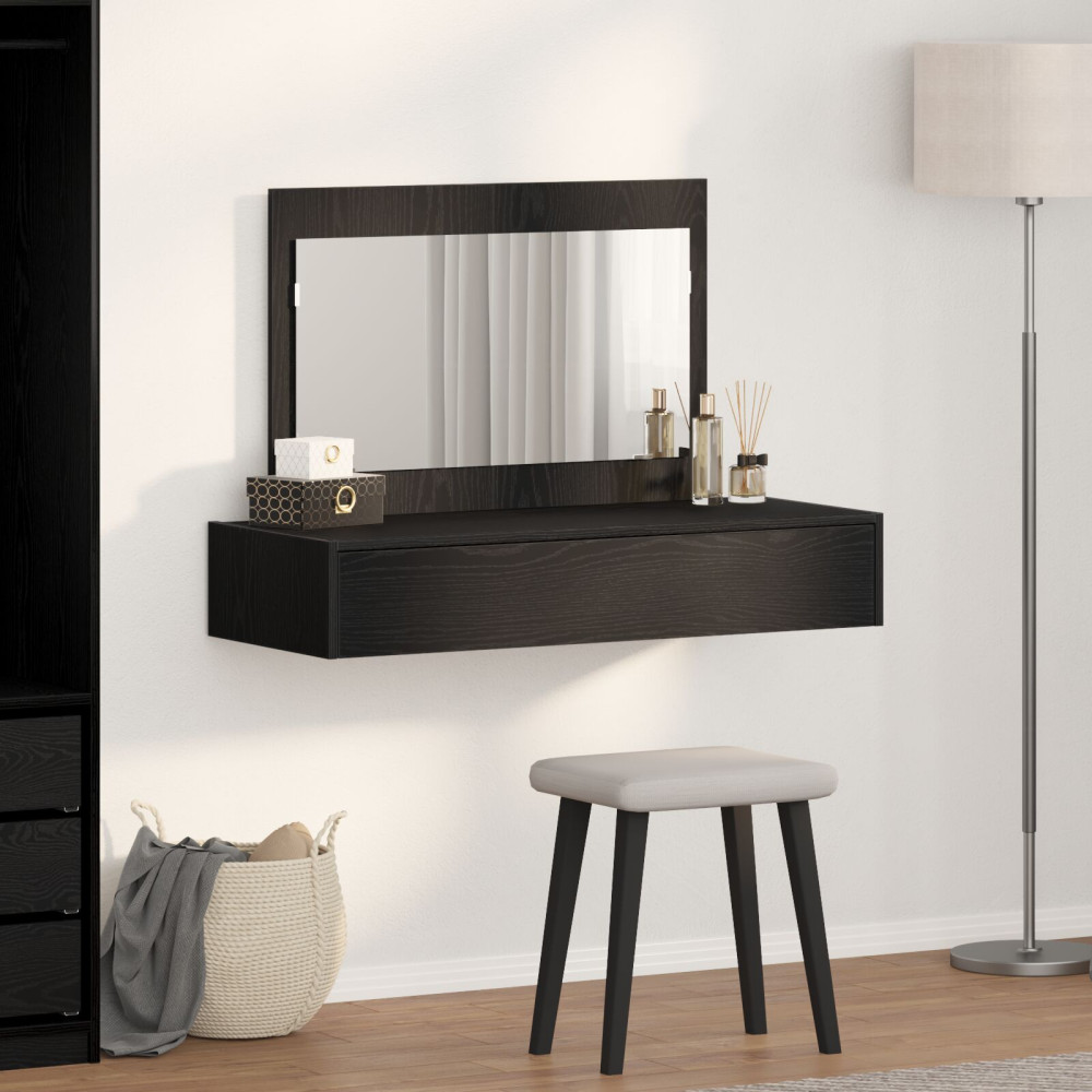 Produktbild för Smyckebord med låda Svart 100 x 40 x 70 cm Konstruerat trä