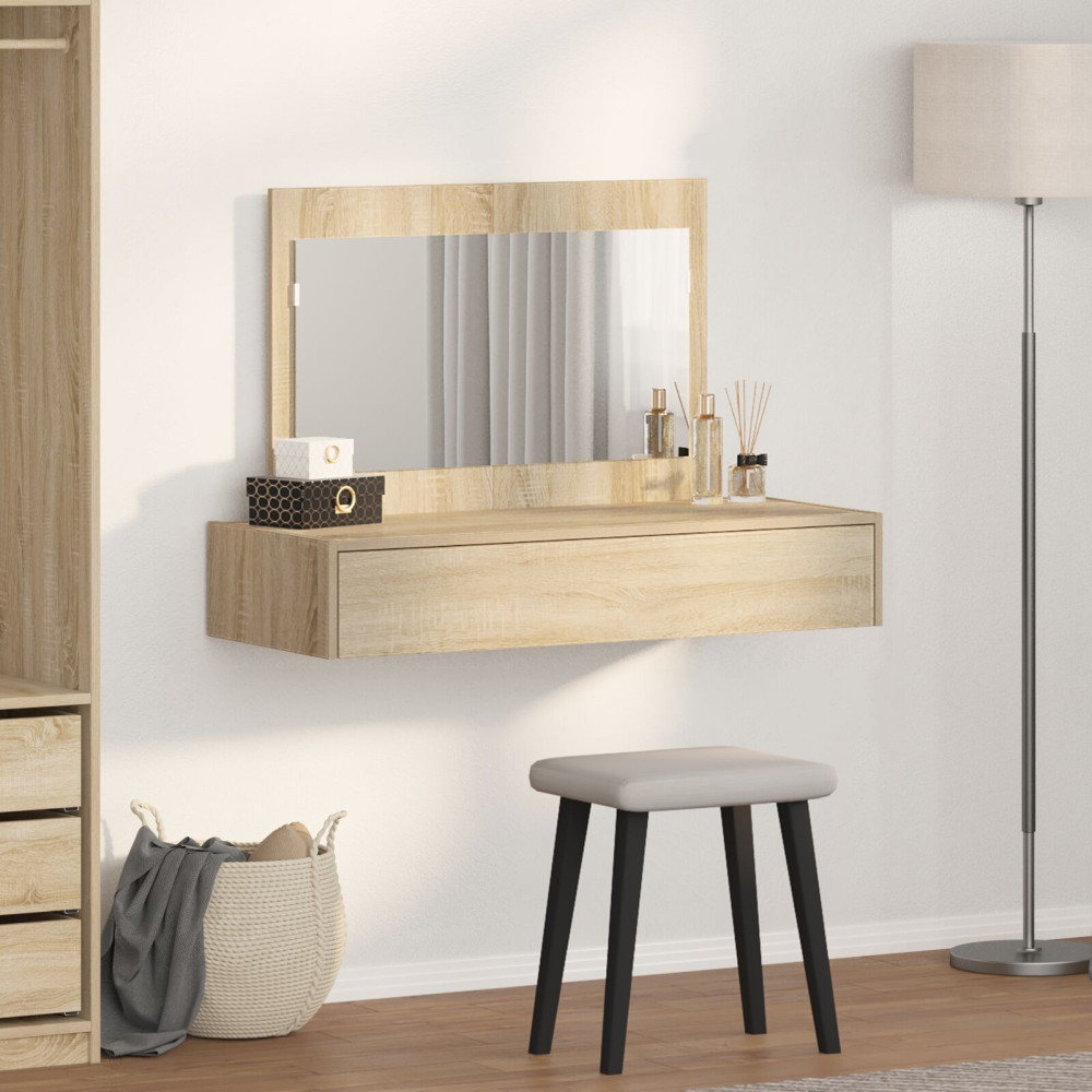 Produktbild för Smyckebord med låda Brun 100 x 40 x 70 cm Konstruerat trä