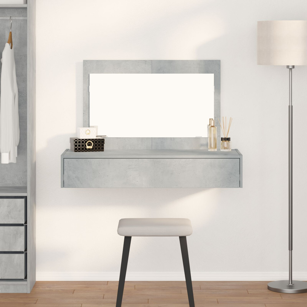 Produktbild för Smyckebord med låda Grå 100 x 40 x 70 cm Konstruerat trä