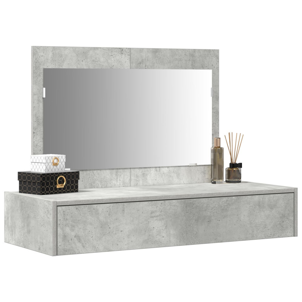 Produktbild för Smyckebord med låda Grå 100 x 40 x 70 cm Konstruerat trä