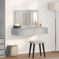 Produktbild för Smyckebord med låda Grå 100 x 40 x 70 cm Konstruerat trä