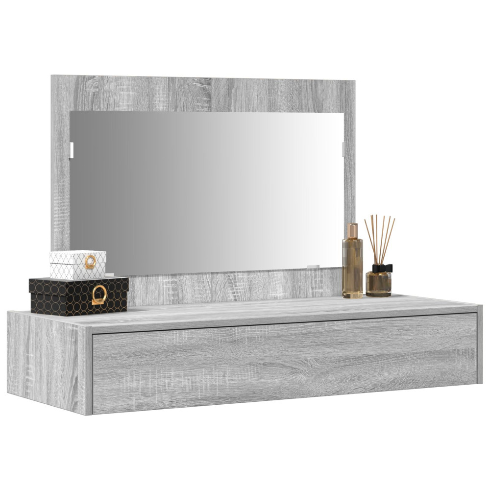 Produktbild för Smyckebord med låda Grå 100 x 40 x 70 cm Konstruerat trä