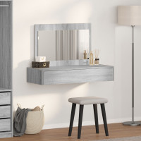 Produktbild för Smyckebord med låda Grå 100 x 40 x 70 cm Konstruerat trä