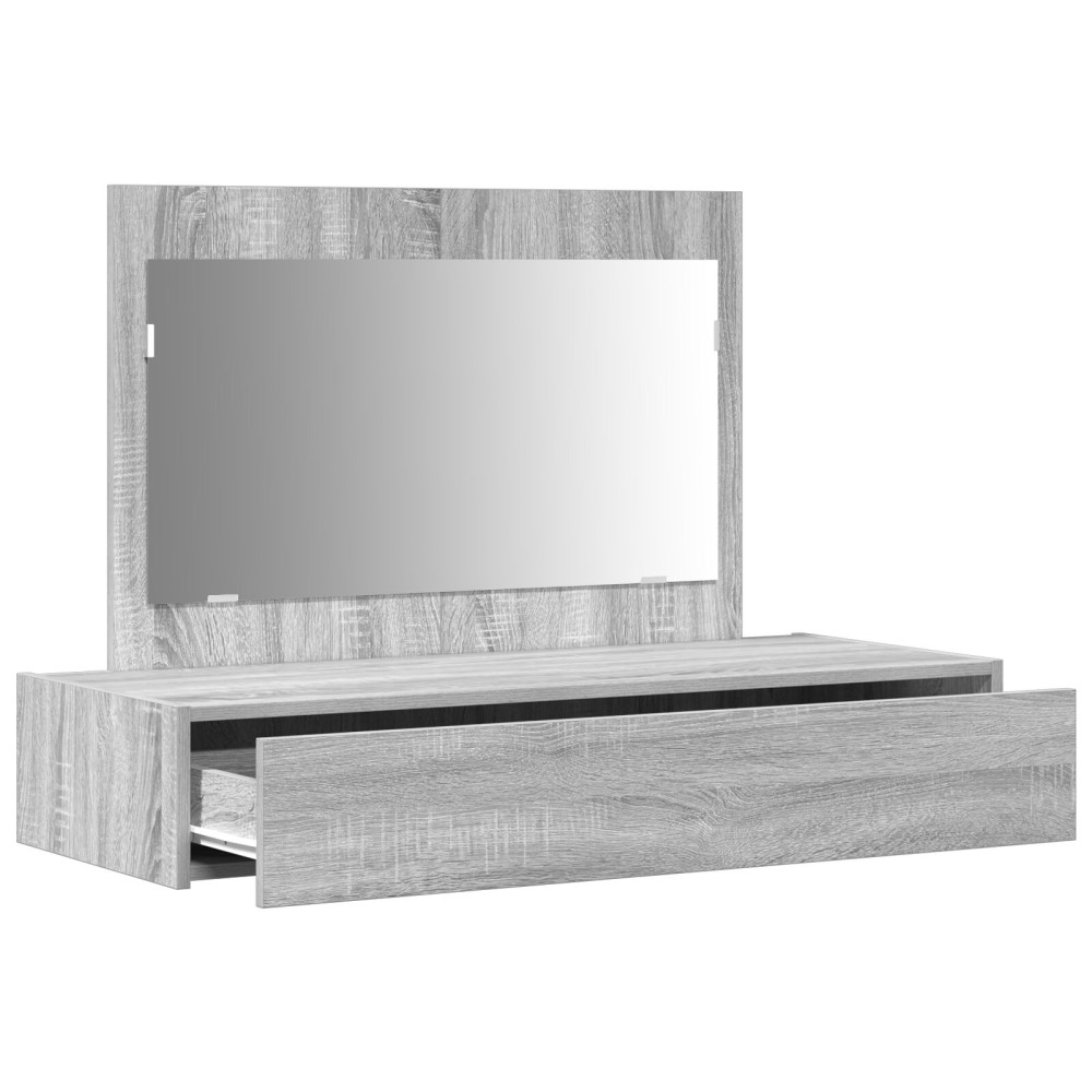 Produktbild för Smyckebord med låda Grå 100 x 40 x 70 cm Konstruerat trä