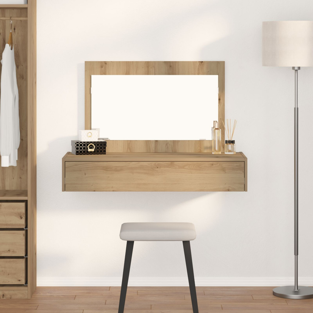 Produktbild för Smyckebord med låda Brun 100 x 40 x 70 cm Konstruerat trä