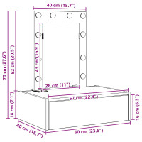 Produktbild för Smyckebord med låda Brun 60 x 40 x 70 cm Konstruerat trä