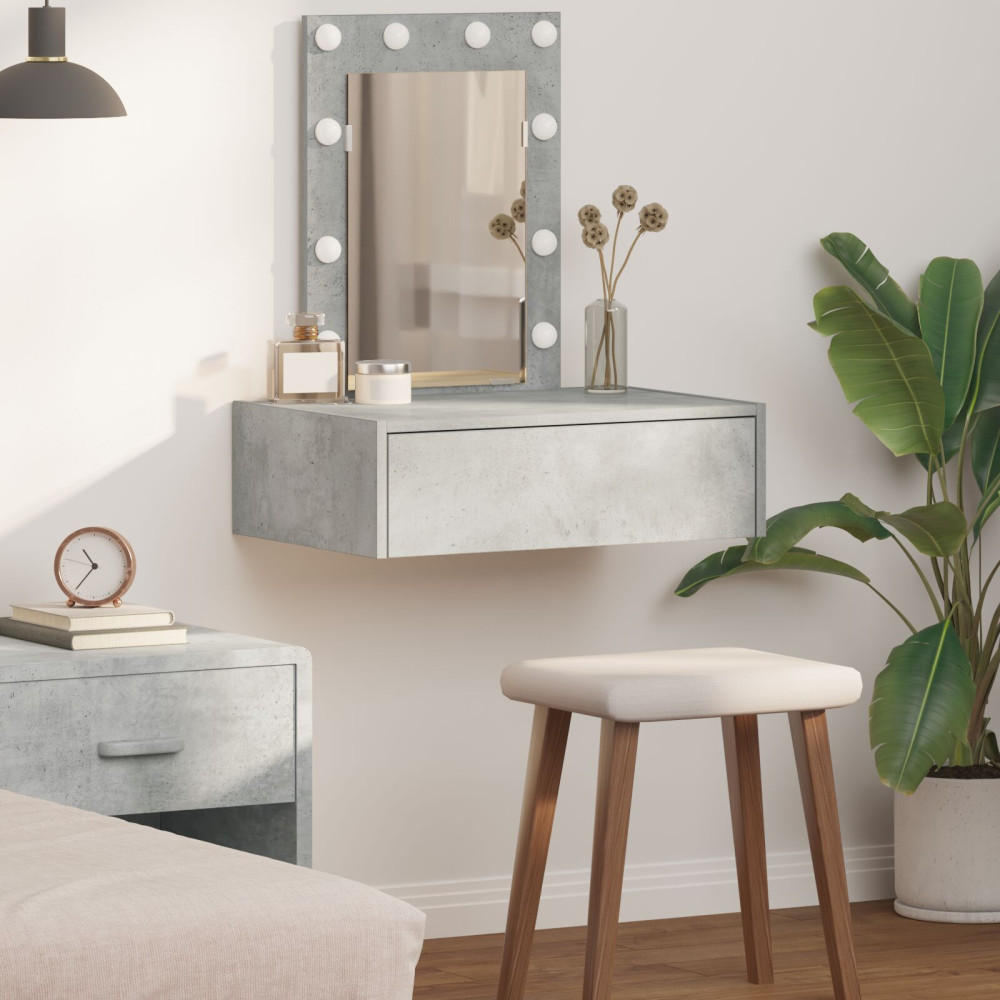Produktbild för Smyckebord med låda Grå 60 x 40 x 70 cm Konstruerat trä