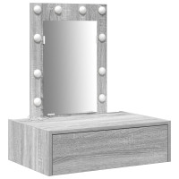 Produktbild för Smyckebord med låda Grå 60 x 40 x 70 cm Konstruerat trä