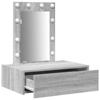 Produktbild för Smyckebord med låda Grå 60 x 40 x 70 cm Konstruerat trä