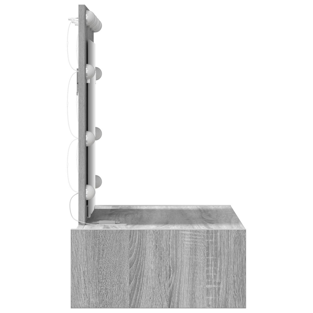 Produktbild för Smyckebord med låda Grå 60 x 40 x 70 cm Konstruerat trä