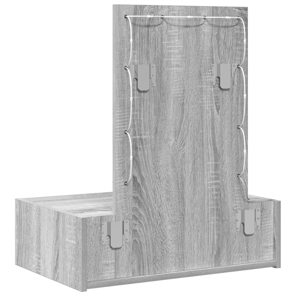 Produktbild för Smyckebord med låda Grå 60 x 40 x 70 cm Konstruerat trä