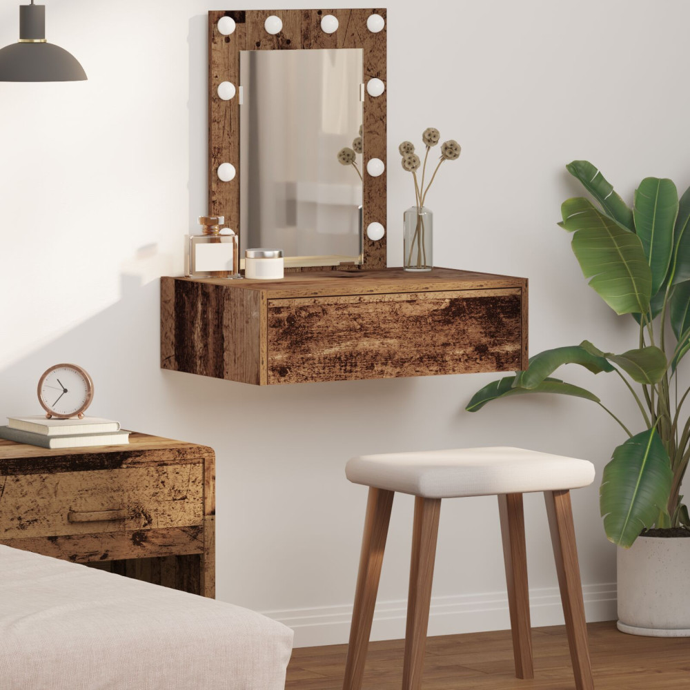 Produktbild för Smyckebord med låda Brun 60 x 40 x 70 cm Konstruerat trä