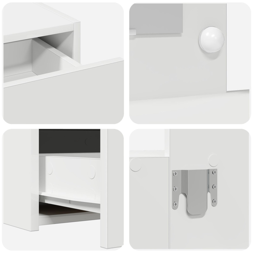 Produktbild för Smyckebord med låda Vit 83 x 40 x 70 cm Konstruerat trä