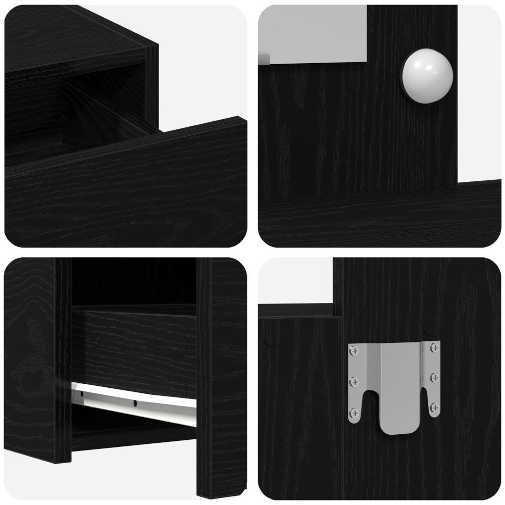 Produktbild för Smyckebord med låda Svart 83 x 40 x 70 cm Konstruerat trä