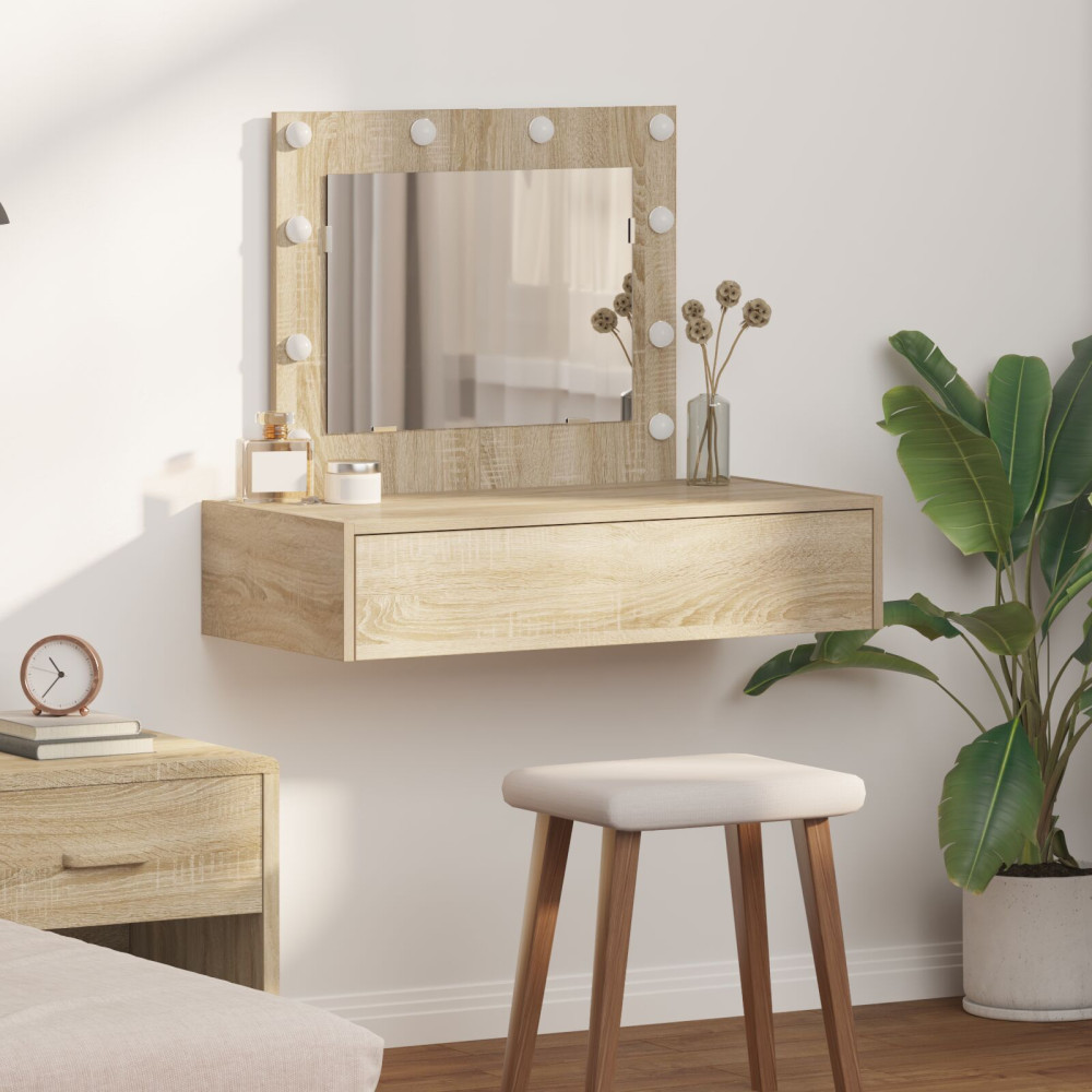 Produktbild för Smyckebord med låda Brun 83 x 40 x 70 cm Konstruerat trä