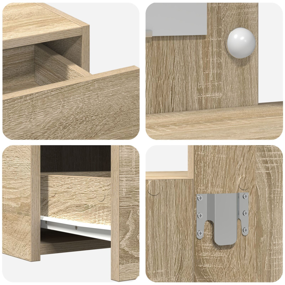 Produktbild för Smyckebord med låda Brun 83 x 40 x 70 cm Konstruerat trä