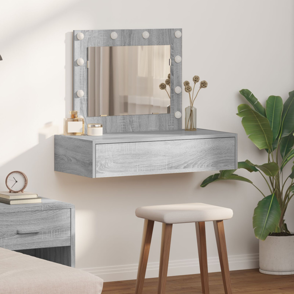 Produktbild för Smyckebord med låda Grå 83 x 40 x 70 cm Konstruerat trä