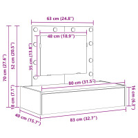 Produktbild för Smyckebord med låda Brun 83 x 40 x 70 cm Konstruerat trä
