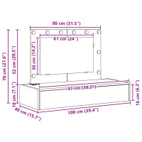 Produktbild för Smyckebord med låda Svart 100 x 40 x 70 cm Konstruerat trä