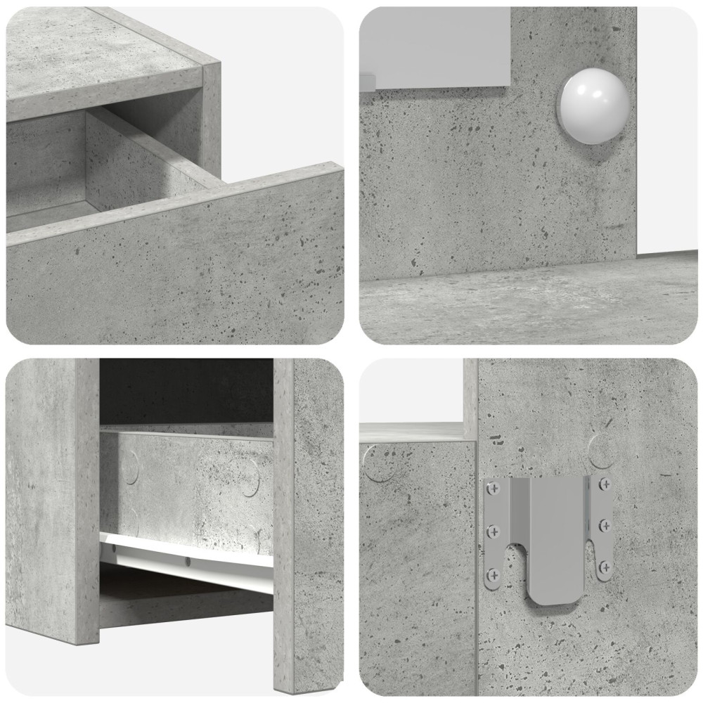 Produktbild för Smyckebord med låda Grå 100 x 40 x 70 cm Konstruerat trä