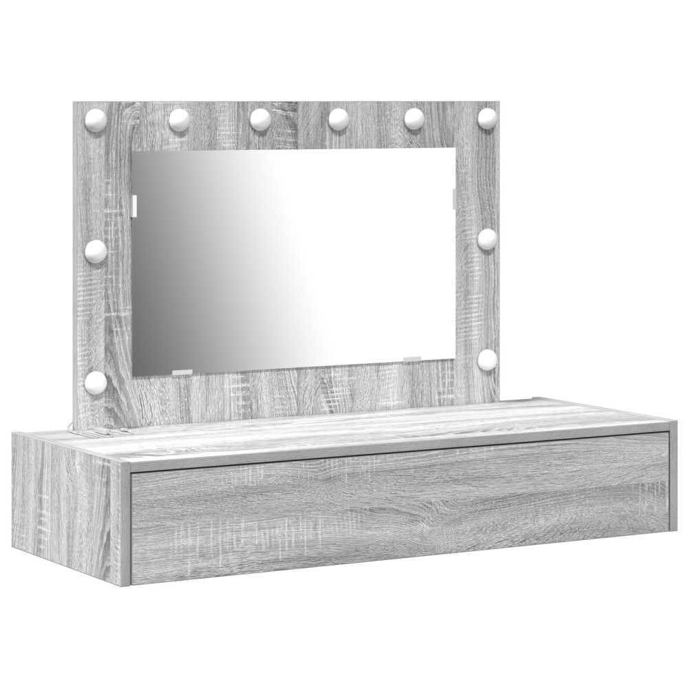 Produktbild för Smyckebord med låda Grå 100 x 40 x 70 cm Konstruerat trä
