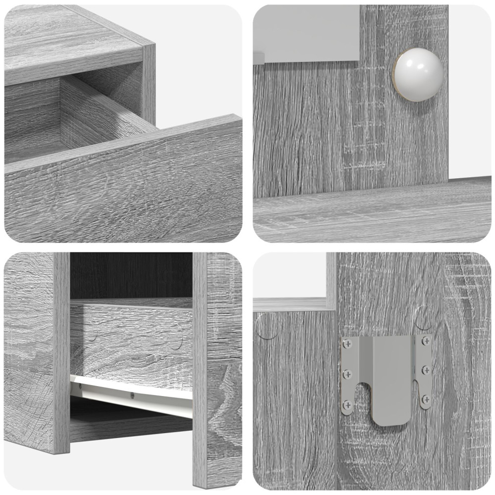 Produktbild för Smyckebord med låda Grå 100 x 40 x 70 cm Konstruerat trä