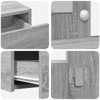 Produktbild för Smyckebord med låda Grå 100 x 40 x 70 cm Konstruerat trä